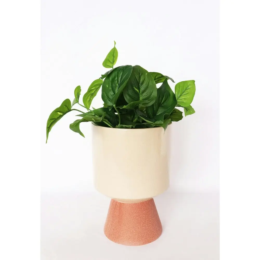 Urban Brynn 24cm Ceramic Tall Planter Flower/Plant Pot Large White/Terracotta