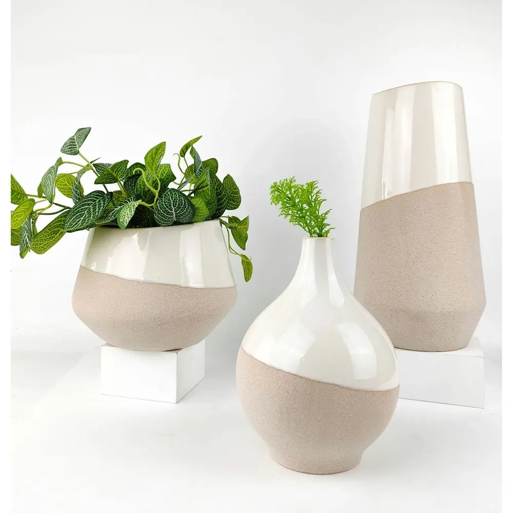 Urban 15cm Preston Ceramic Planter Garden Decor Plant Pot Medium White/Beige