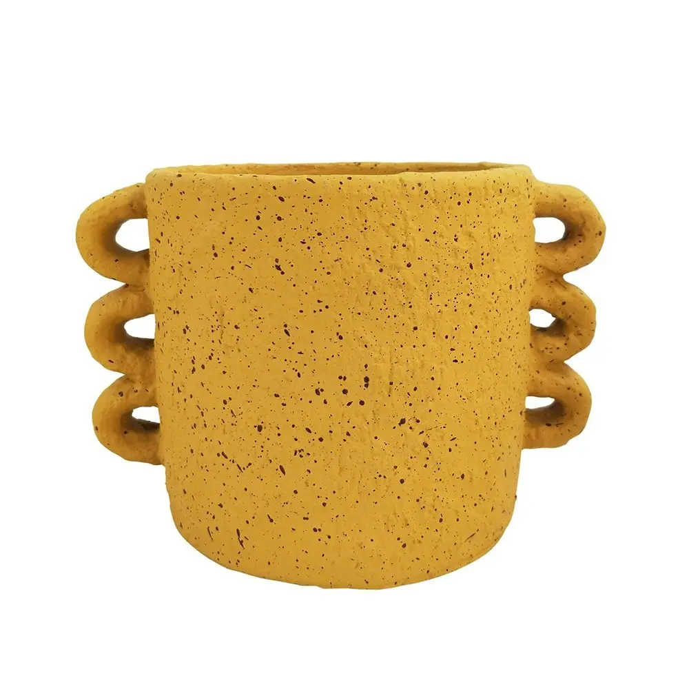 4x Urban Dayze 13cm Concrete Planter Flower/Plant Pot Home Decor Small Mustard