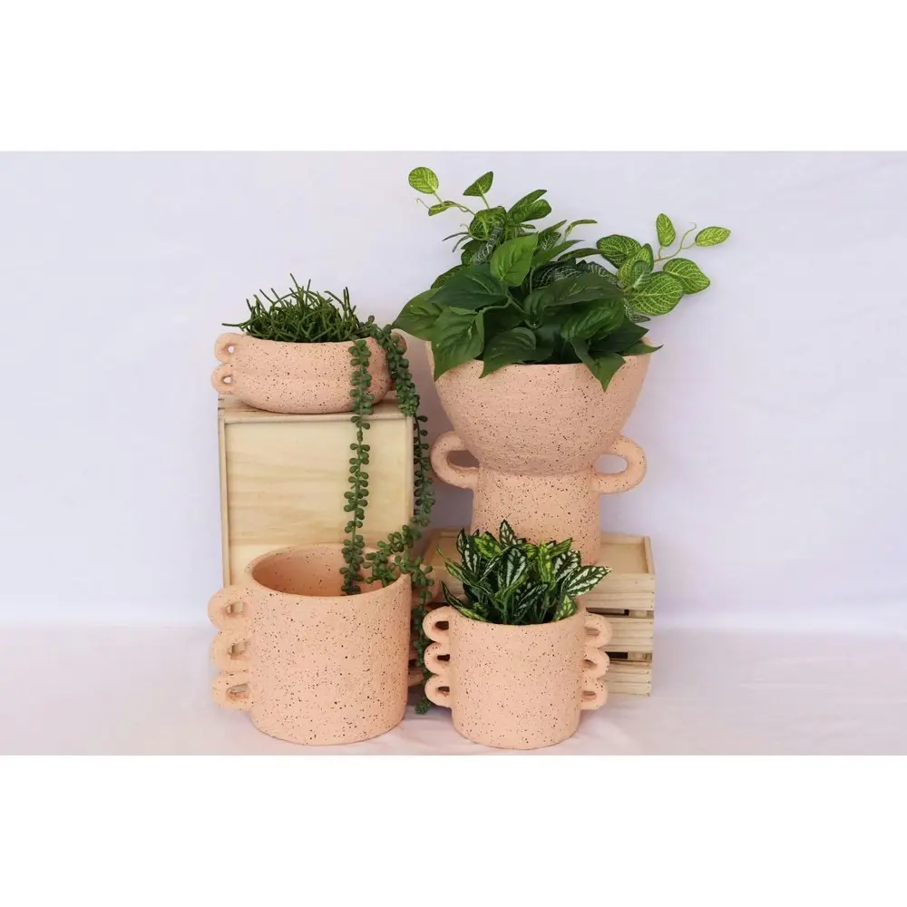 4x Urban Dayze 13cm Concrete Planter Flower/Plant Pot Home Desk Decor Sml Blush