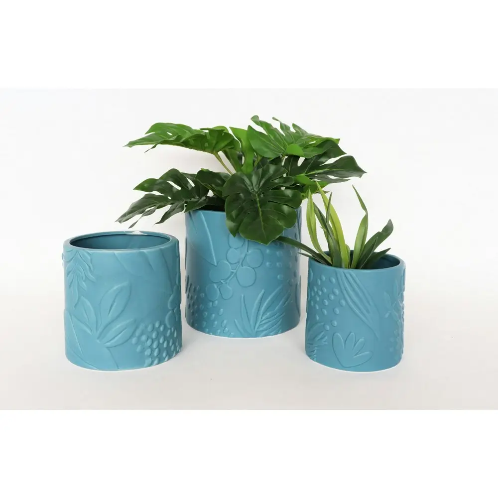 4x Urban Caprice Foliage 12cm Ceramic Planter Flower/Plant Pot Decor Small Sky