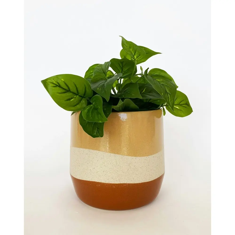 Urban 22cm Danieka Ceramic Planter Home/Garden Decor Plant Pot MED Mustard/Sand