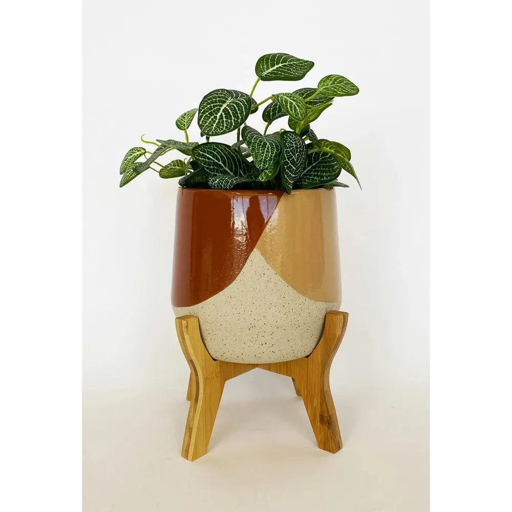 Urban 26cm Danieka Ceramic Planter Garden Decor Plant Pot w/ Legs Mustard/Sand