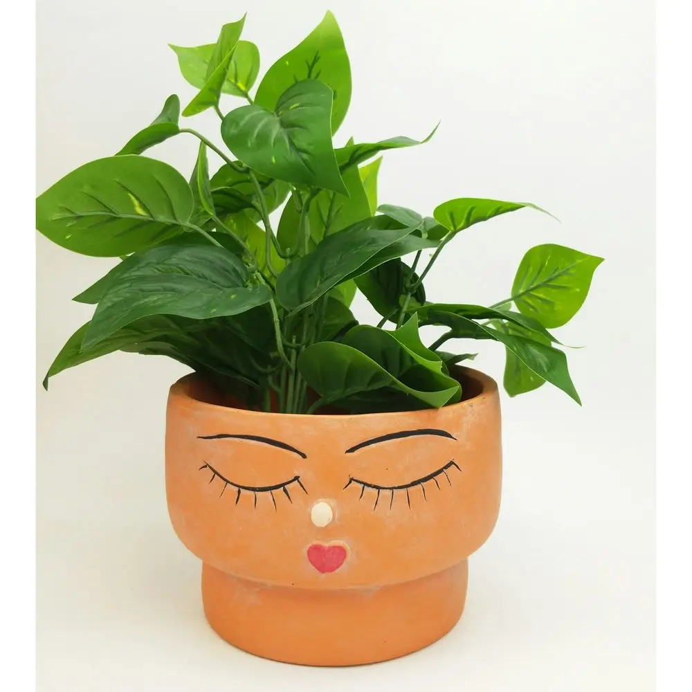 4x Urban Face Squat 12.5cm Concrete Planter Flower/Plant Pot Large Decor Terra