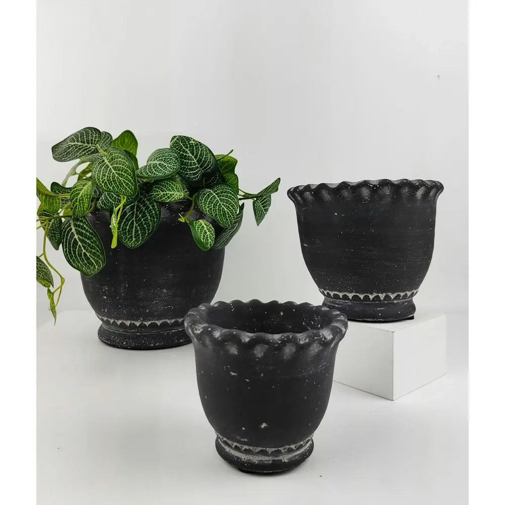 2x Urban Marie 13cm Ceramic Planter Flower/Plant Pot Home Decor Medium Charcoal