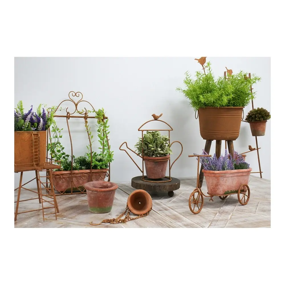 Metal/Terracotta 53cm Rectangle Wall Planter Partere Home Garden Pot Display