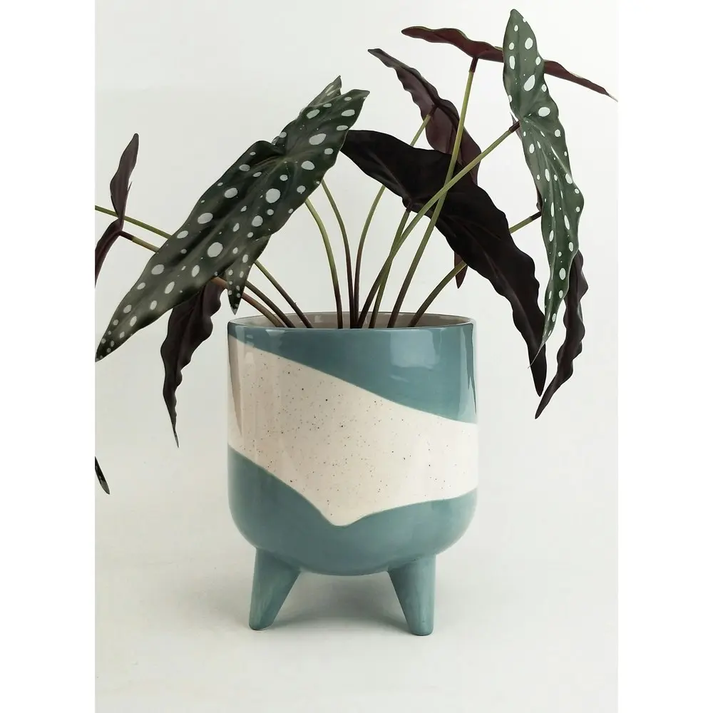 Urban Avery Ceramic 19.5cm Dot Planter Flower/Plant Pot w/ Legs Decor Large Blue