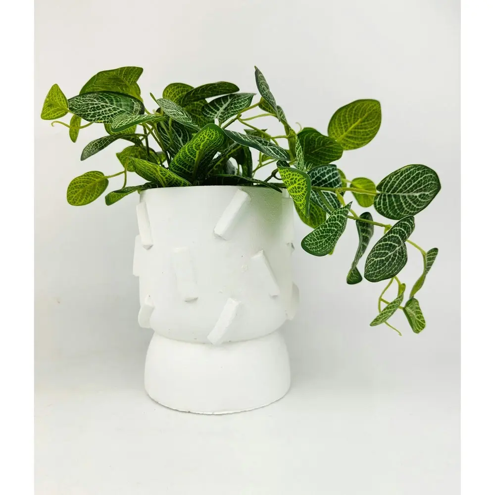 2x Urban Felix 18cm Concrete Planter Flower/Plant Pot Home Decor Medium White