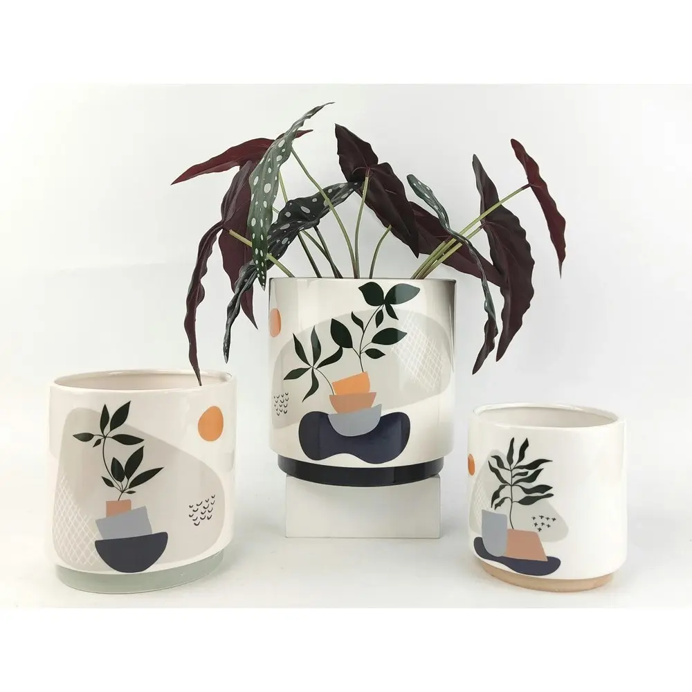 2x Urban Octavia Abstract 13cm Ceramic Planter Flower/Plant Pot Desk Decor Small