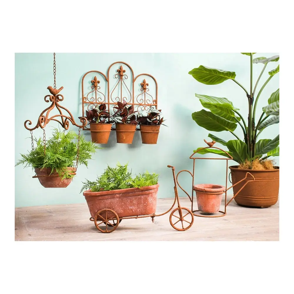 Metal 43cm Hanging Triple Wall Planter Partere Outdoor Home Garden Pot Display