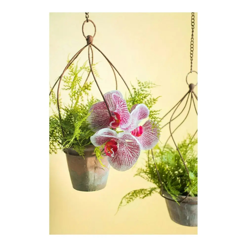 2x Metal/Terracotta 53cm Planter Hanger Climber Hanging Plant Display Pot Medium