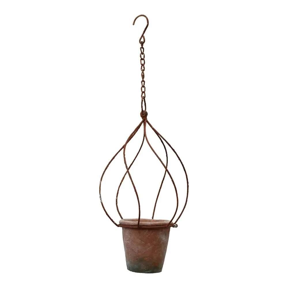 2x Metal/Terracotta 53cm Planter Hanger Climber Hanging Plant Display Pot Medium