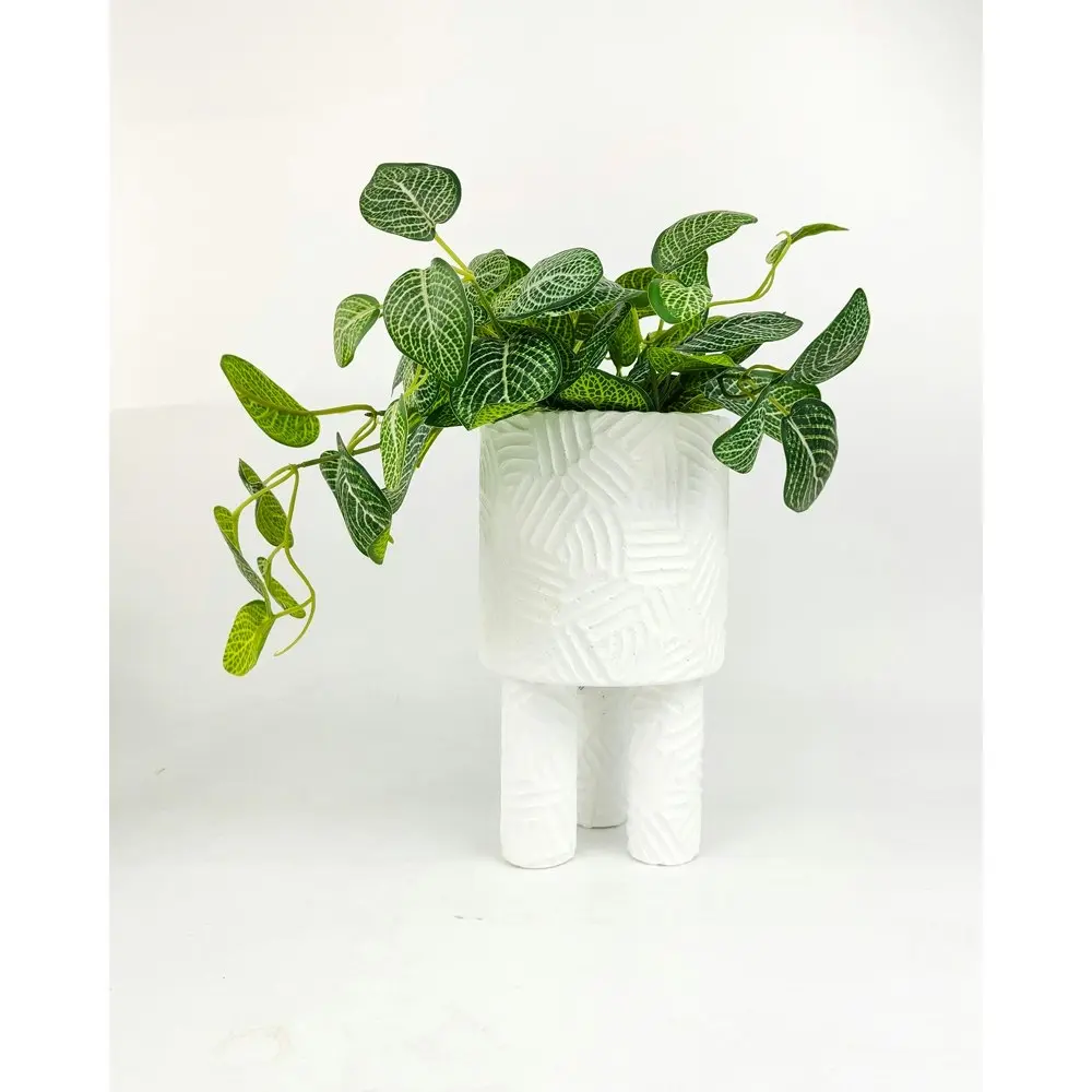 2x Urban Enola 21cm Concrete Tall Planter Flower/Plant Pot w/ Legs Decor White