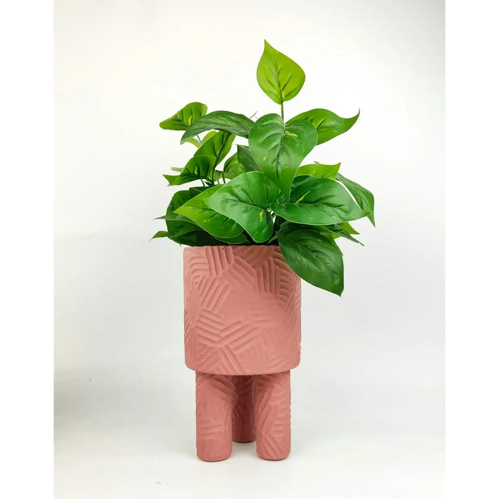 2x Urban Enola 21cm Concrete Tall Planter Flower/Plant Pot w/Legs Home Decor PNK