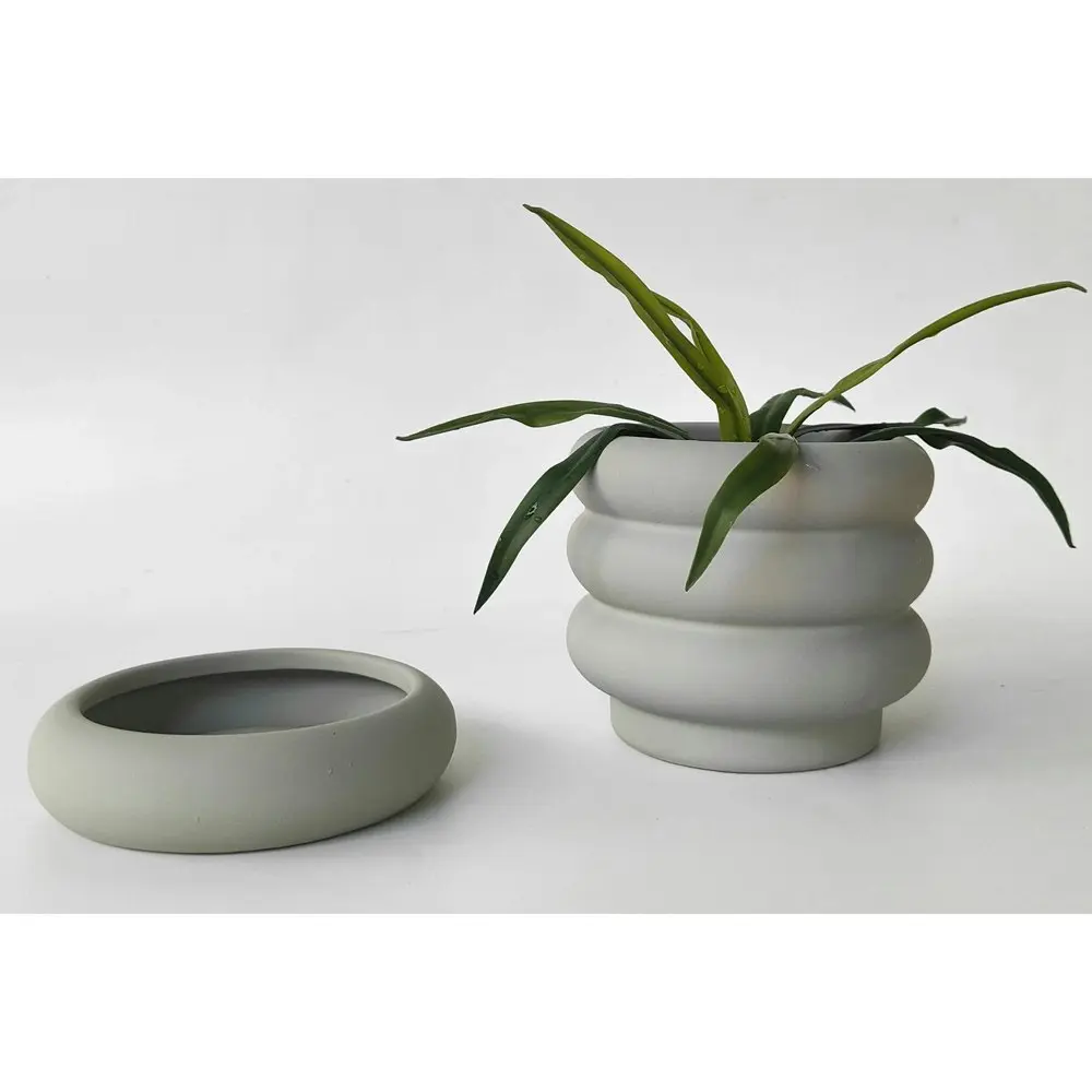 Urban 14cm Naomi Ring Ceramic Planter Garden Decor Plant Pot w/Saucer SML Smoke