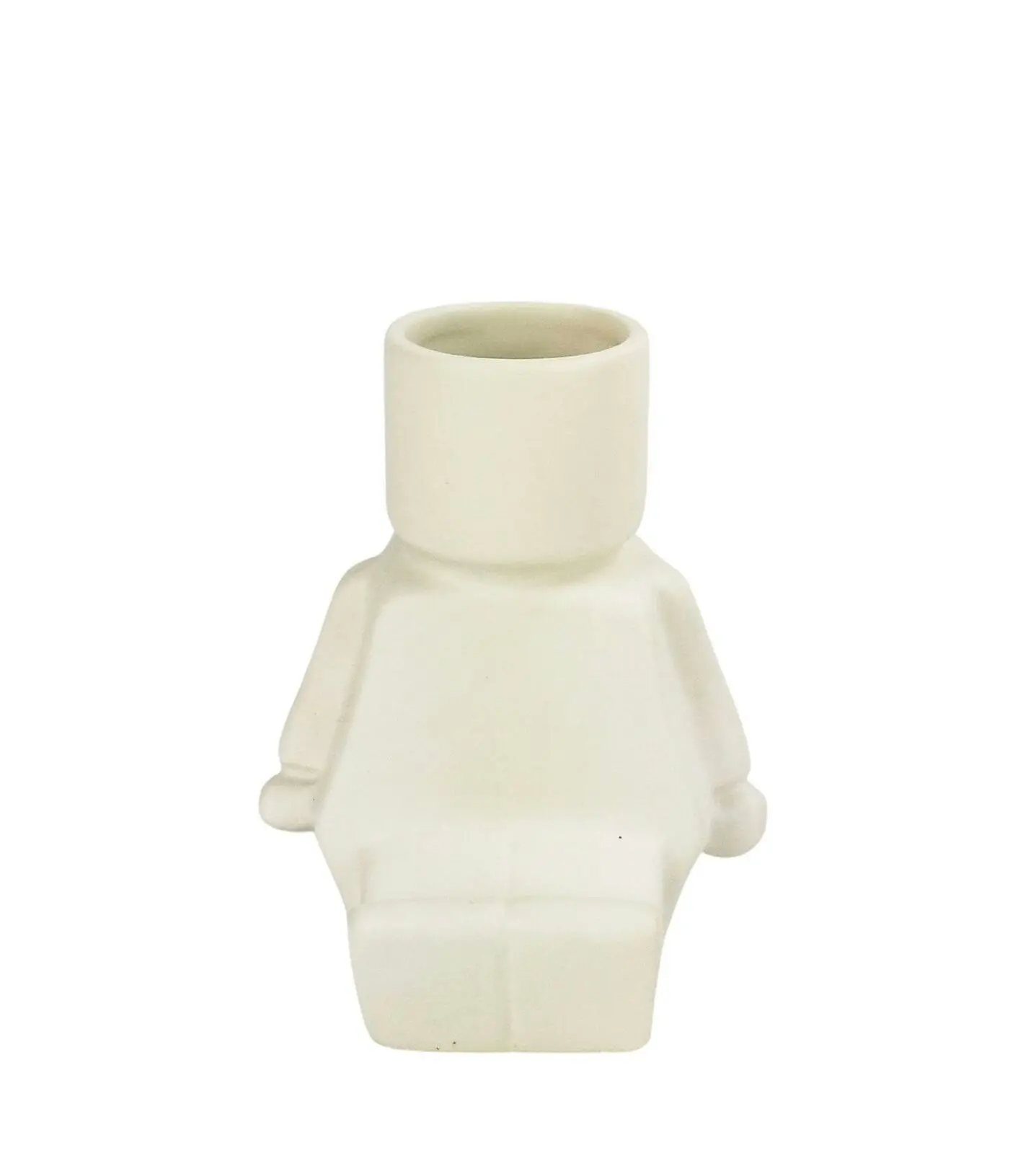 2x Urban 14cm Block Man Sitting Ceramic Planter Garden Decor Flower Pot White