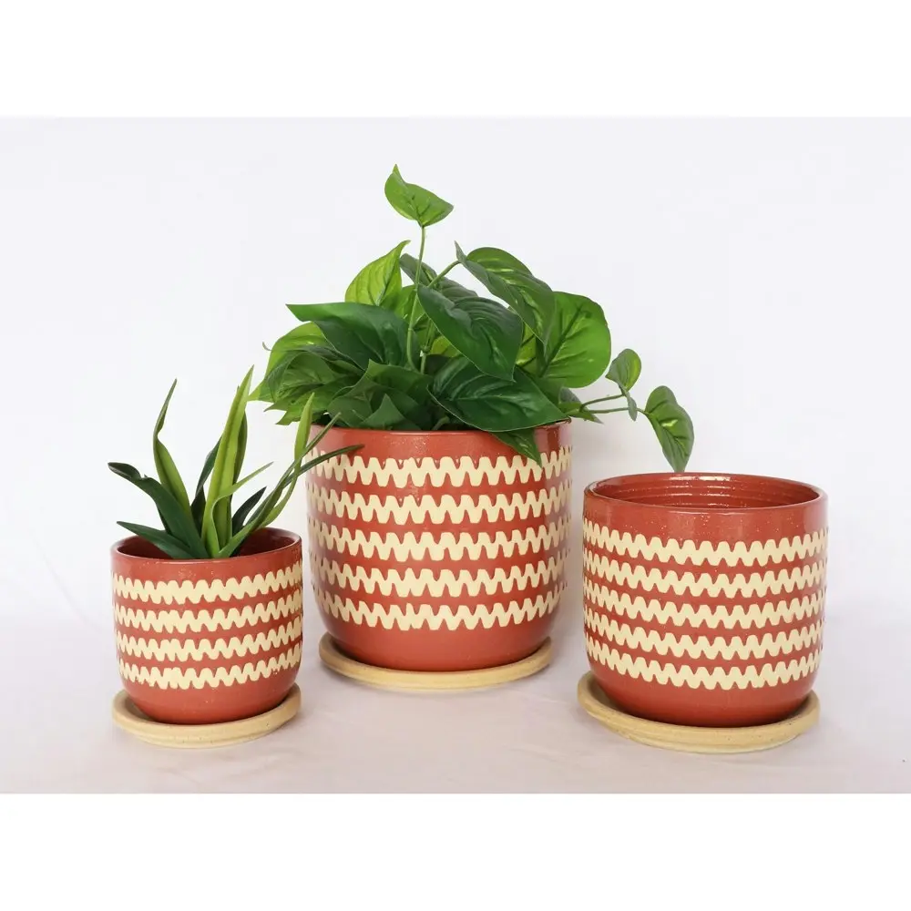 2x Urban Onyx 12cm Ceramic Planter w/ Saucer Flower/Plant Pot Small Berry/Sand