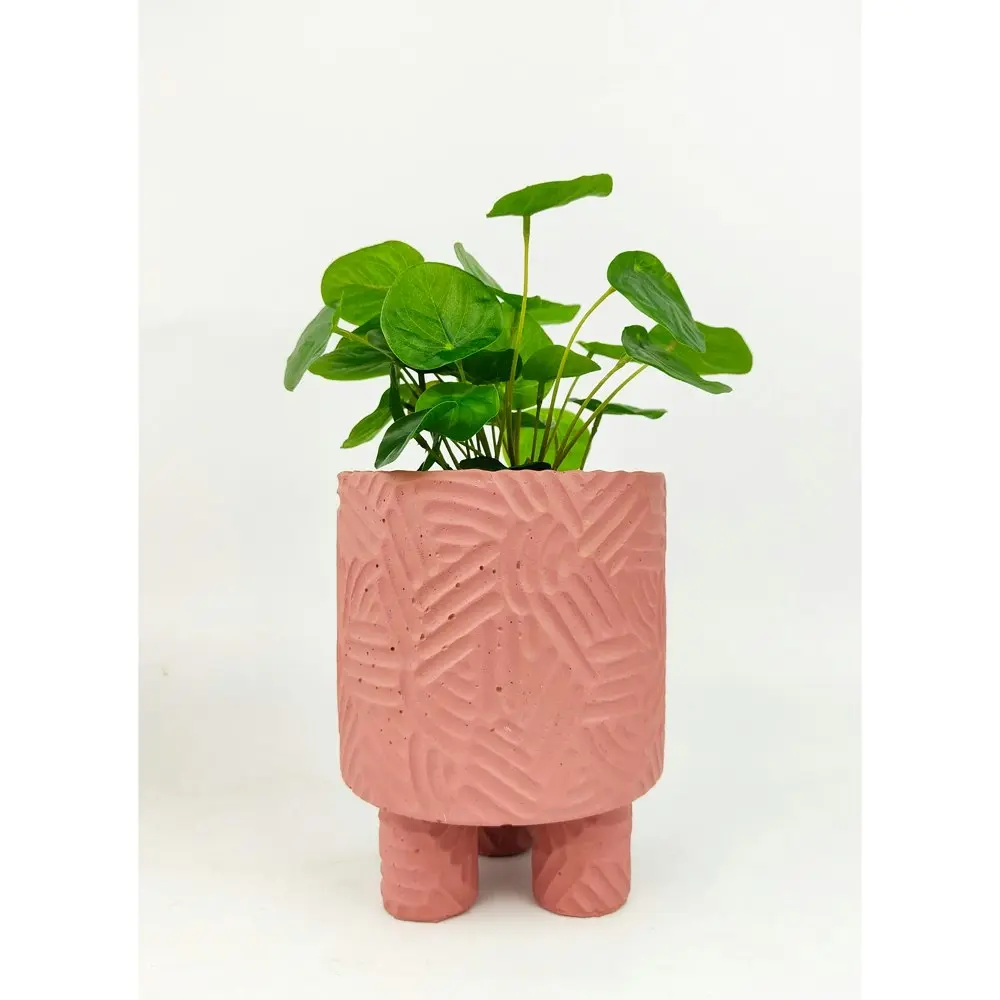 2x Urban Enola 17cm Concrete Medium Planter Flower/Plant Pot w Legs Decor Pink