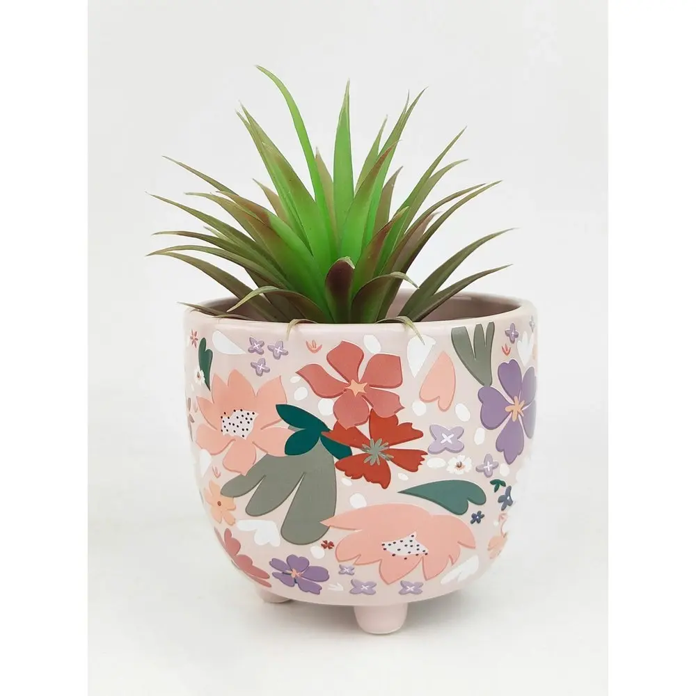 2x Urban Mae 10cm Ceramic Floral Planter Colourful Flower/Plant Pot Decor Small