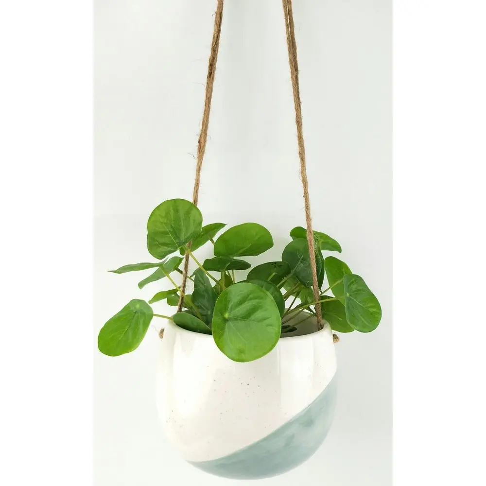 Urban Avery 14cm Ceramic Dot Round Hanging Planter Flower Plant Pot Medium Blue