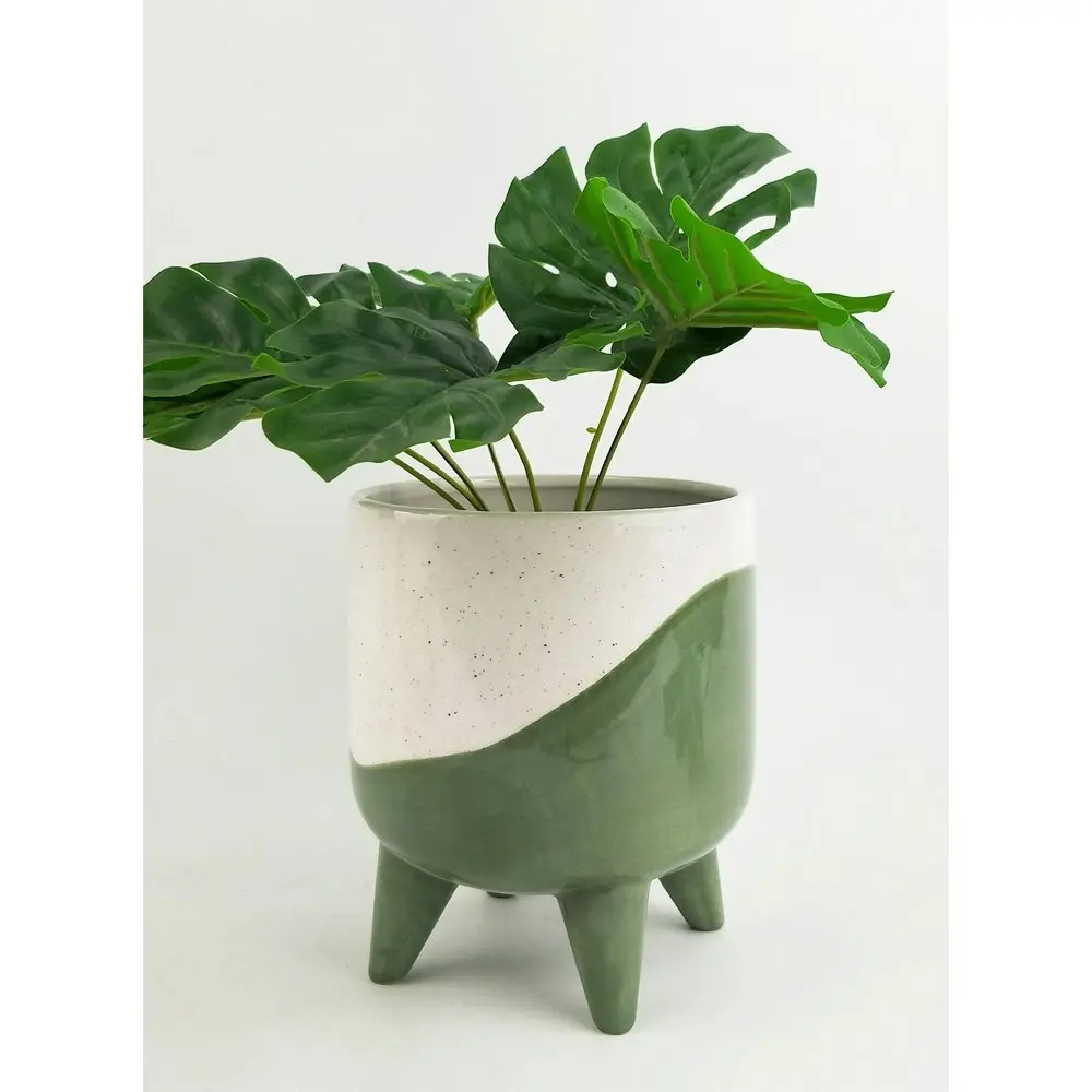 Urban Avery Ceramic 16cm Dot Planter Flower/Plant Pot w/ Legs Decor Medium Green