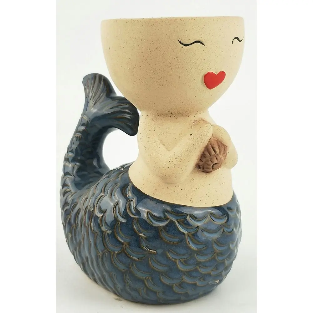 Urban Mermaid 15cm Ceramic Planter Outdoor/Home Garden Ornament Display Pot Blue