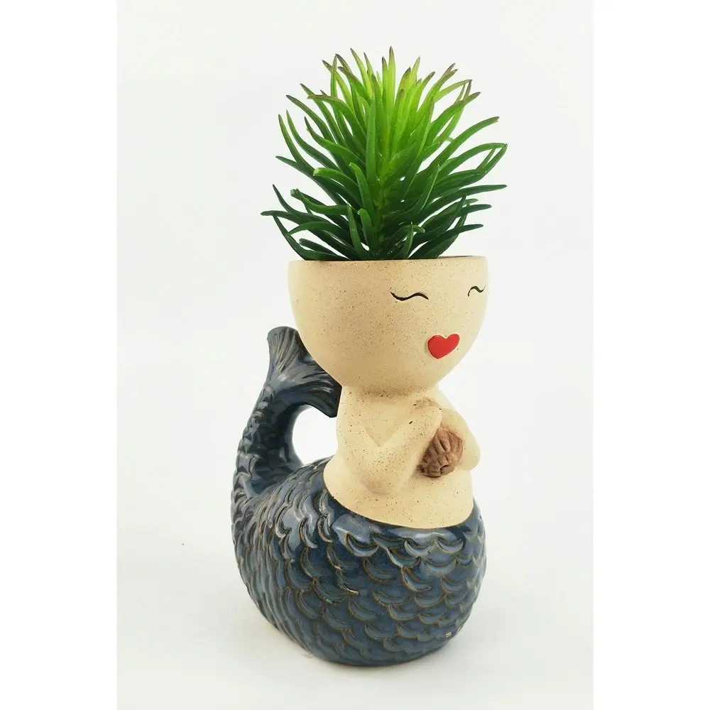 Urban Mermaid 15cm Ceramic Planter Outdoor/Home Garden Ornament Display Pot Blue