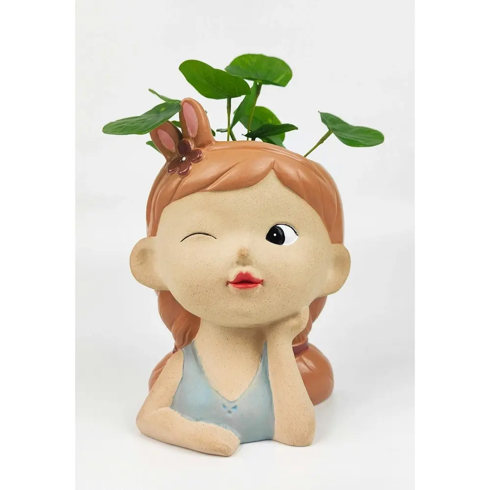 Urban 20cm Sarah Cute Girl Ceramic Planter Garden Plant Pot Large Blue/Orange