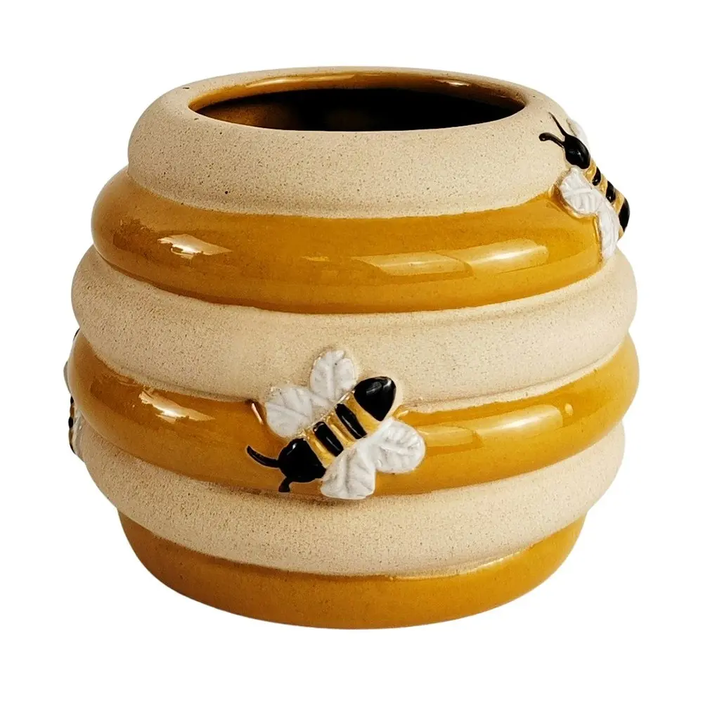 2x Urban 8cm Ceramic Beehive Planter Honeycomb Plant Pot Home/Garden Decor Sand