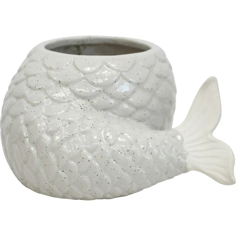 Mermaid Tail Ceramic 15cm Planter Flower Pot Medium Home Garden Decor White