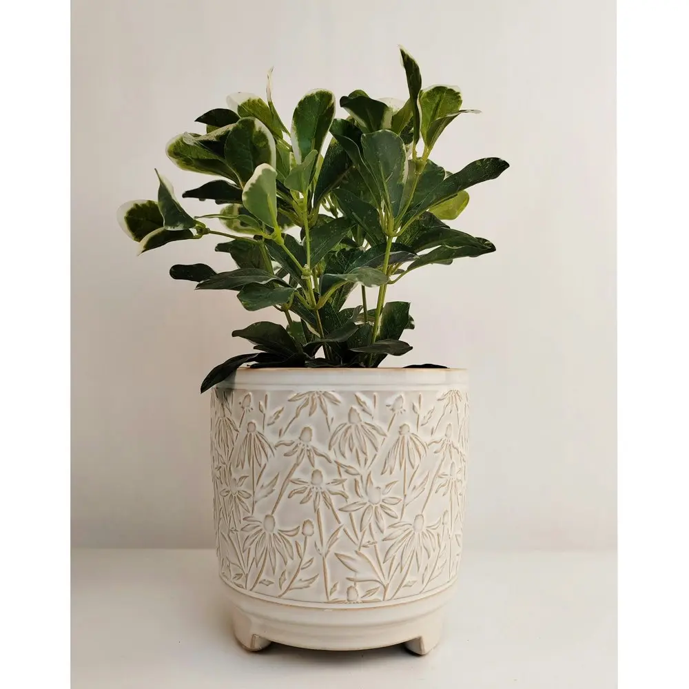 Urban 14cm Ceramic Maeve Floral Planter Plant/Flower Pot Home/Garden Decor Snow