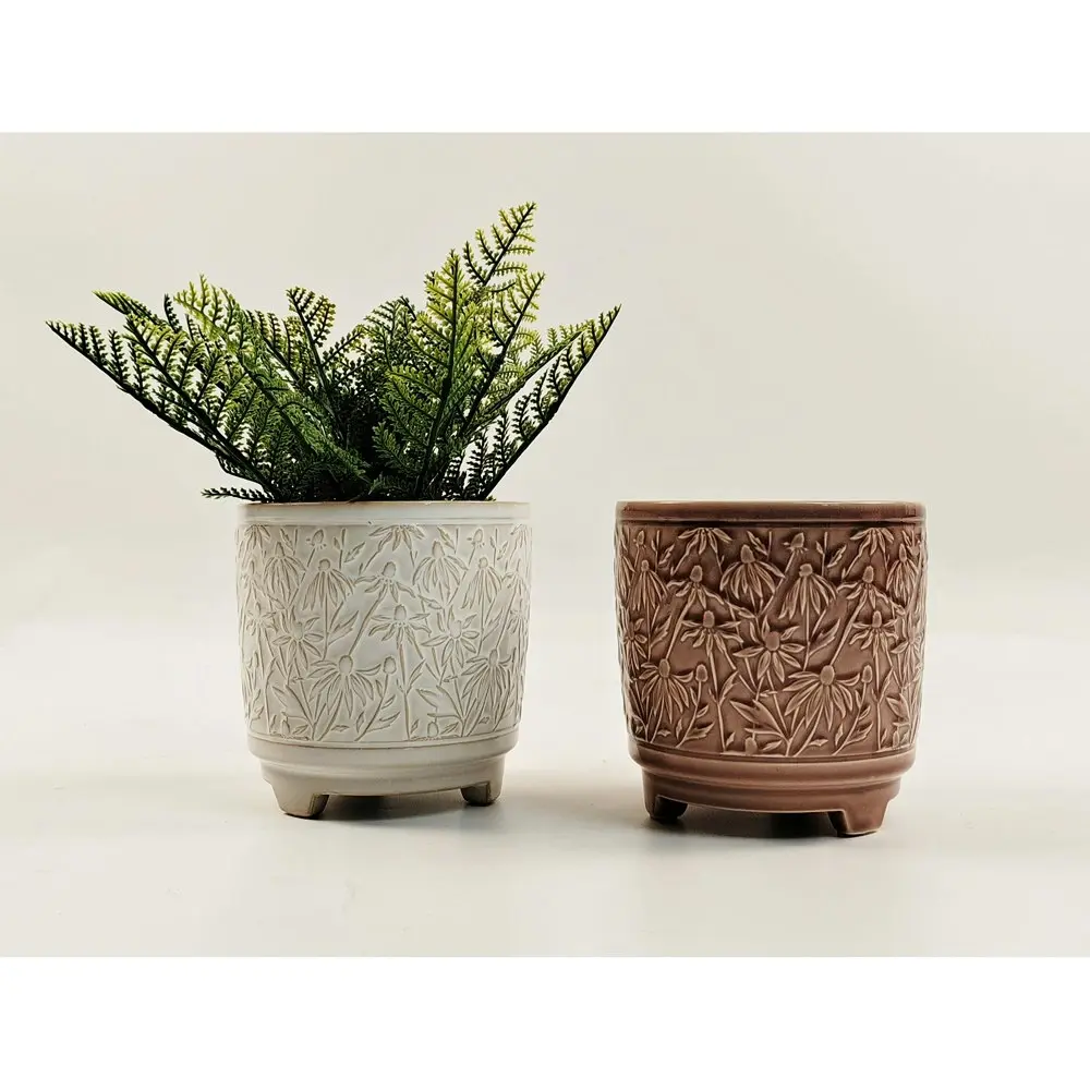 Urban 14cm Ceramic Maeve Floral Planter Plant/Flower Pot Home/Garden Decor Snow