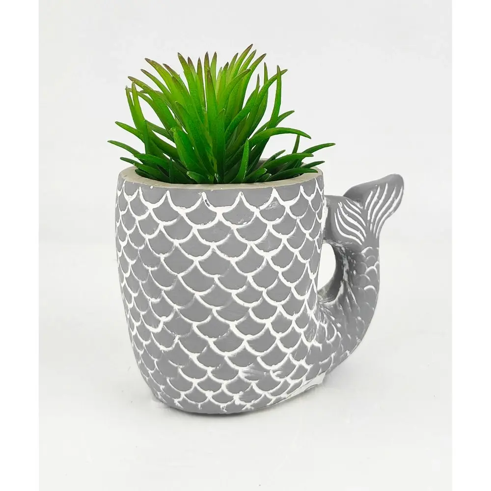 Urban Ariel Mermaid Tail 9cm Concrete Planter Home Garden Plant Pot Small Blue