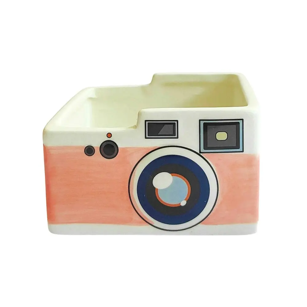 2x Urban 10cm Retro Camera Ceramic Planter Home/Garden Decor Flower Pot Pink