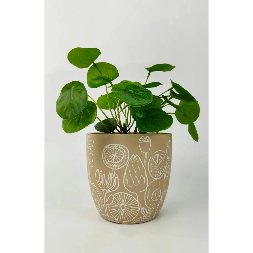 2x Urban Molly 13cm Concrete Planter Plant Flower Pot Garden Decor Small Beige