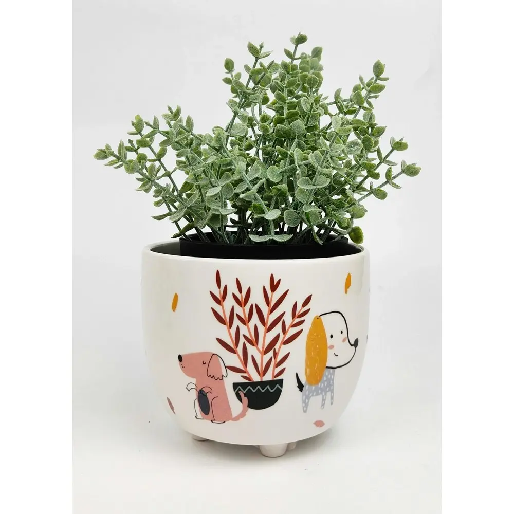 2x Urban 10cm Quirky Dogs Ceramic Planter Garden Decor Plant/Flower Pot Small