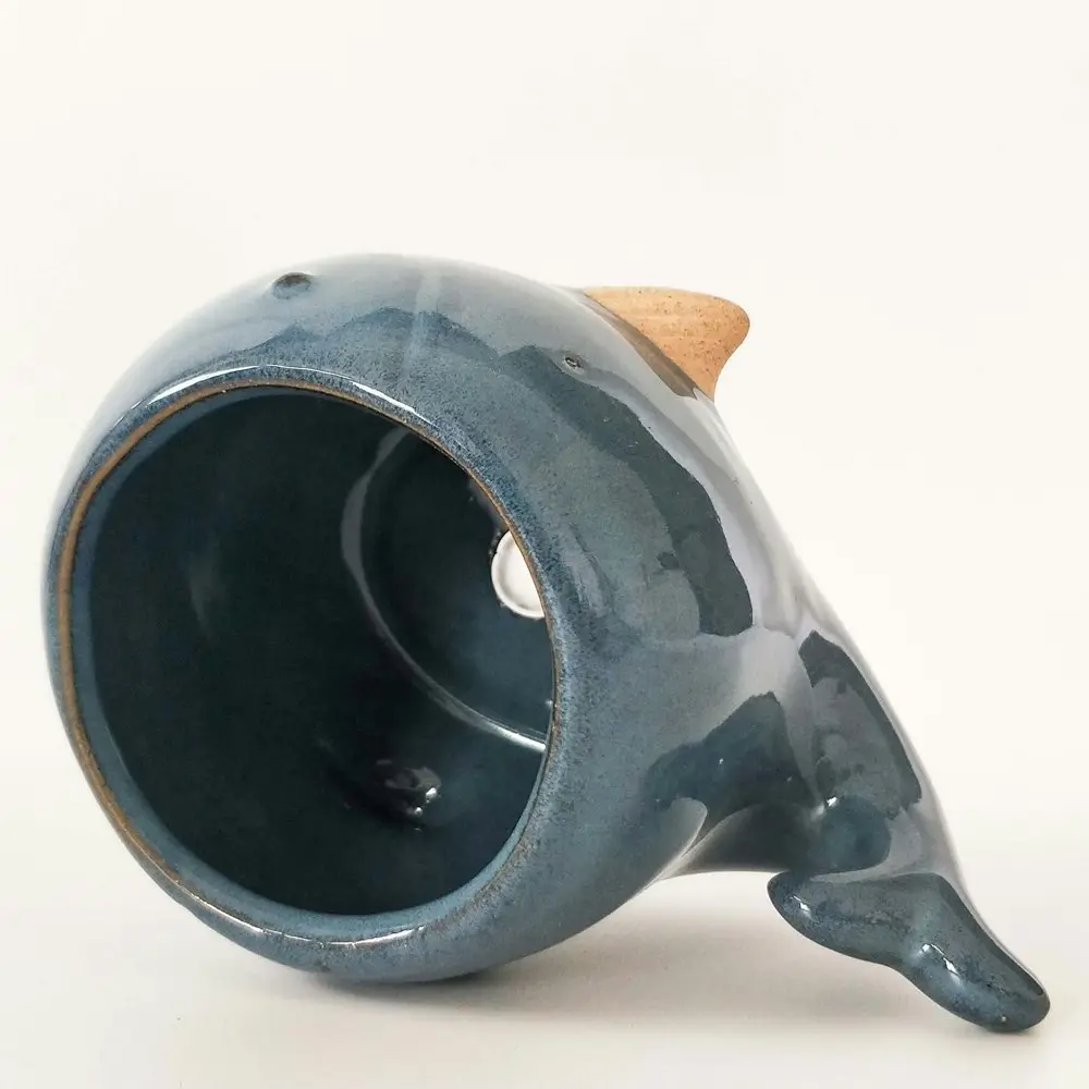 2x Urban Whale 7cm Ceramic Planter Home/Garden Ornament Display Pot Medium Blue