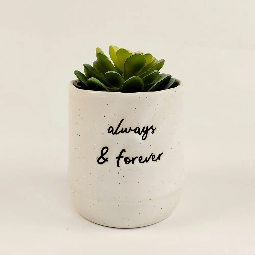 2x Urban 11cm Ceramic Always Forever Planter Plant Pot Home/Garden Decor White