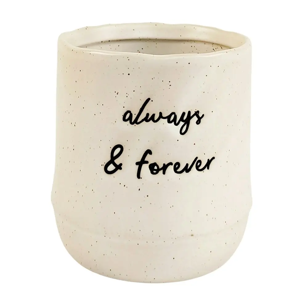 2x Urban 11cm Ceramic Always Forever Planter Plant Pot Home/Garden Decor White