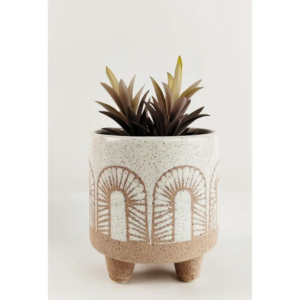 2x Urban 11cm Avi Planter Plant/Flower Pot w/ Legs Home/Garden Decor White/Sand