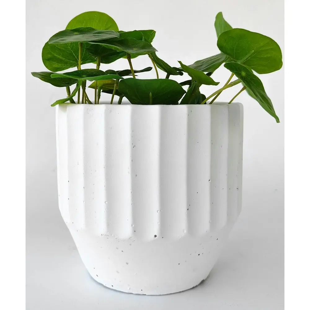 2x Urban Aylin 14cm Concrete Planter Flower/Plant Pot Med Home Desk Decor White