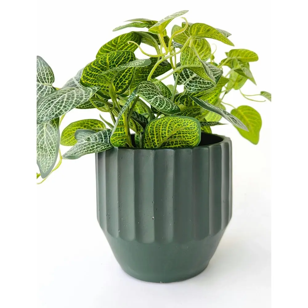 2x Urban Aylin 14cm Concrete Planter Flower/Plant Pot Medium Home Dark Green