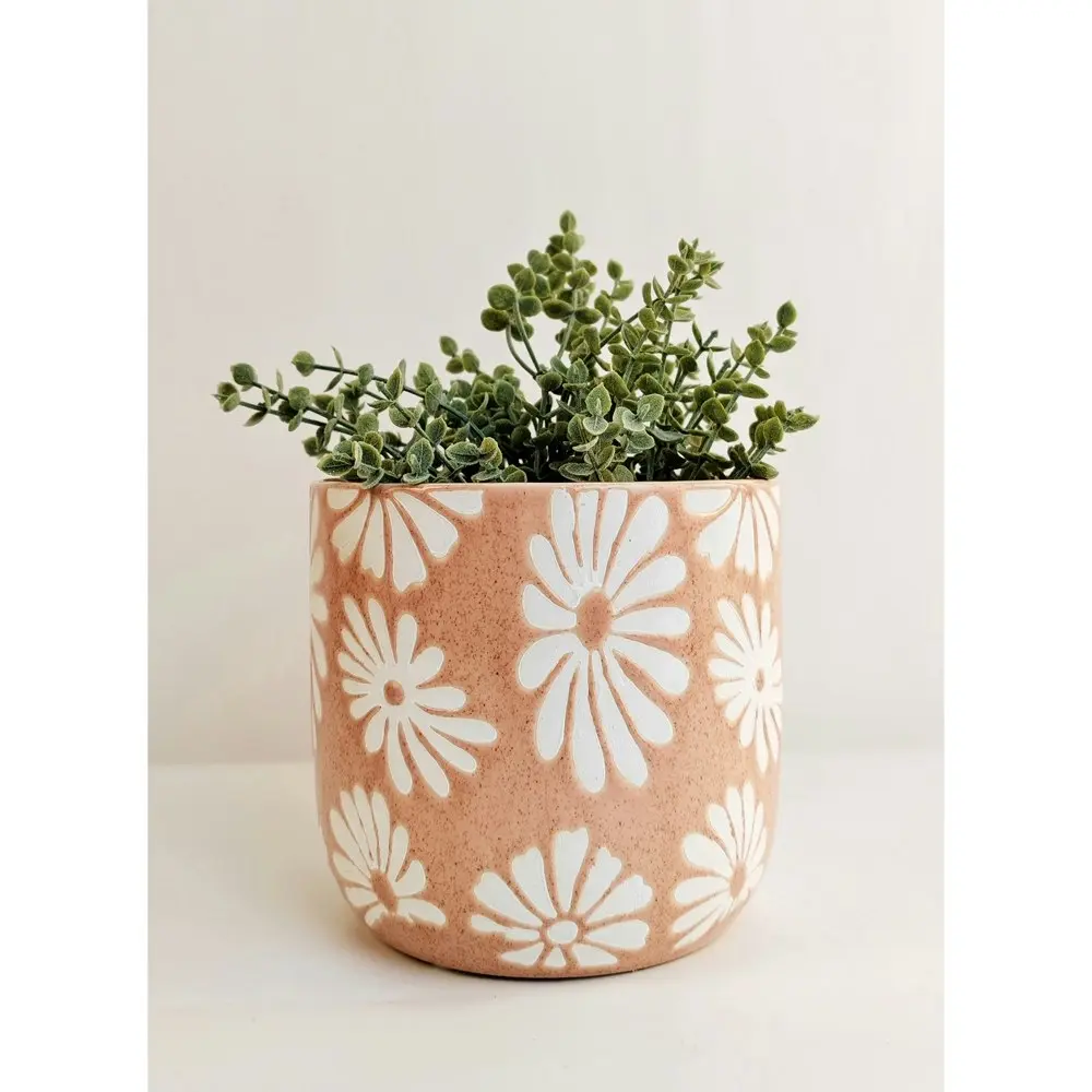 Urban 12cm Ceramic Rylie Floral Planter Plant/Flower Pot Home/Garden Decor Pink