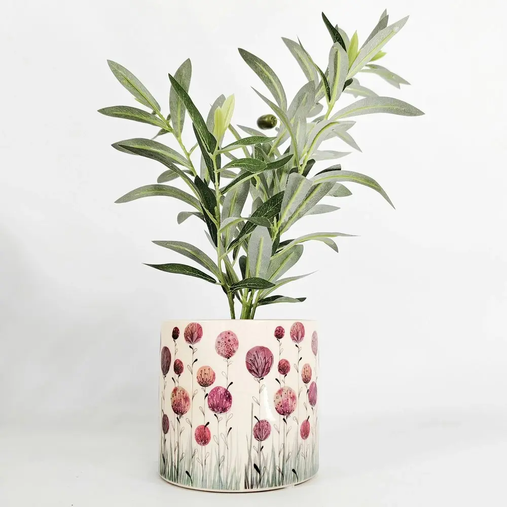 Urban Products Flower Pattern Planter Home Garden Decor Pink Natural 14cm