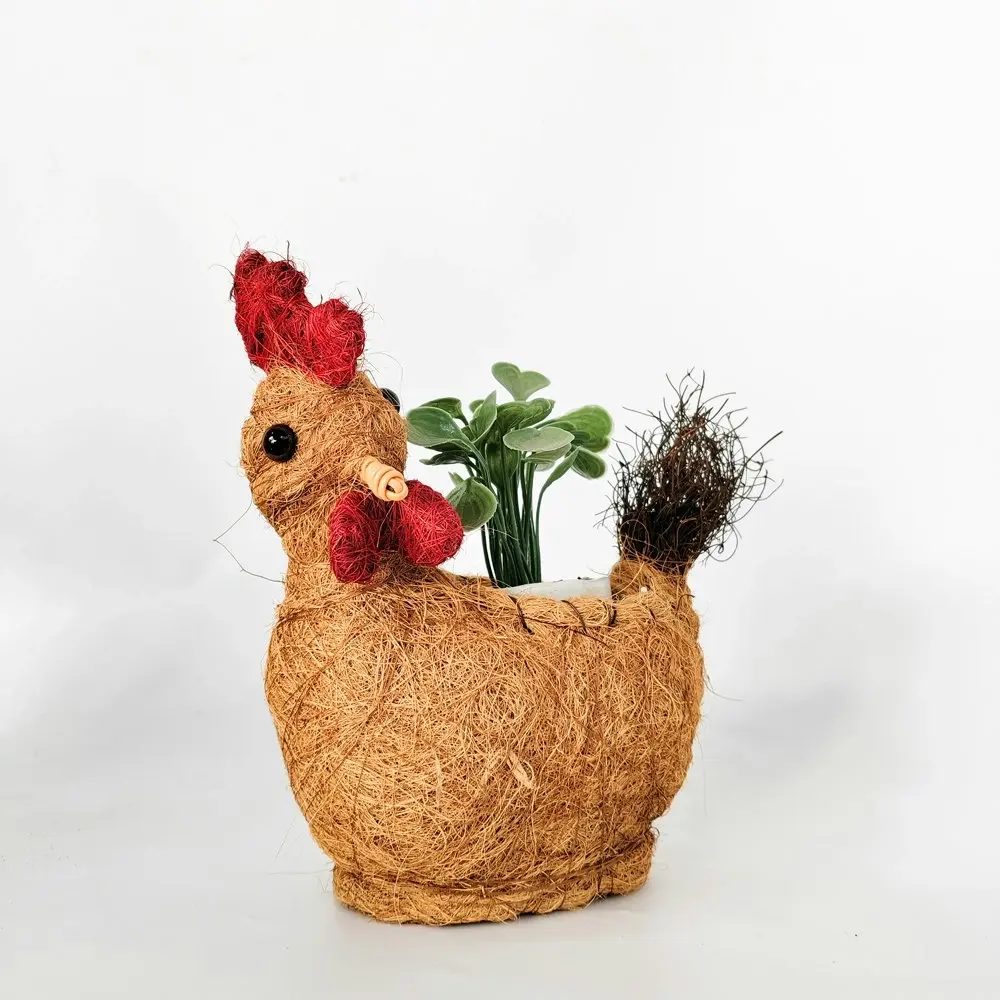 Urban Products HUSK Rooster Themed Home Decor Planter Pot Box Brown 26cm