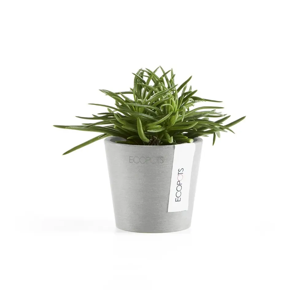 4x Ecopots Amstersdam Mini 10.5cm Indoor/Outdoor Garden Plant Pot White Grey