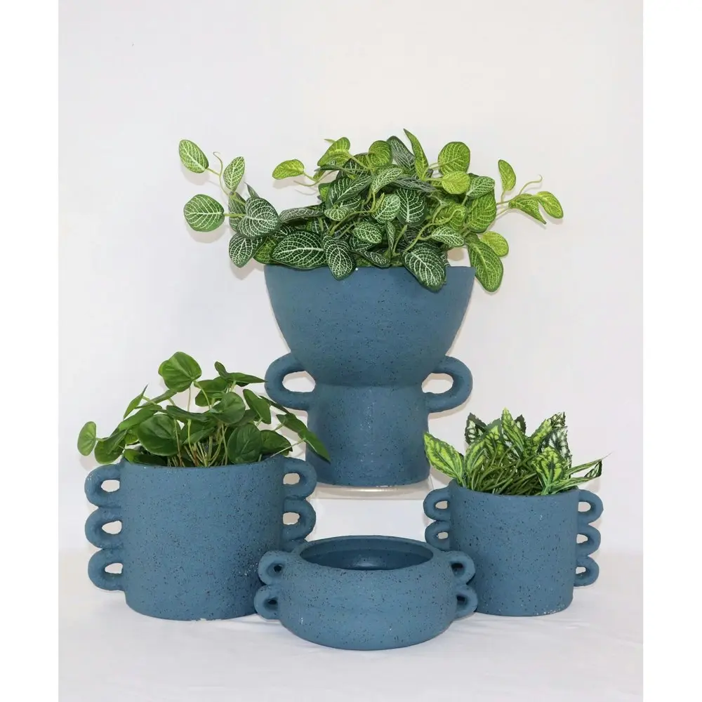 2x Urban Dayze 25.5cm Concrete Tall Planter Flower/Plant Pot Decor Lrg Sapphire