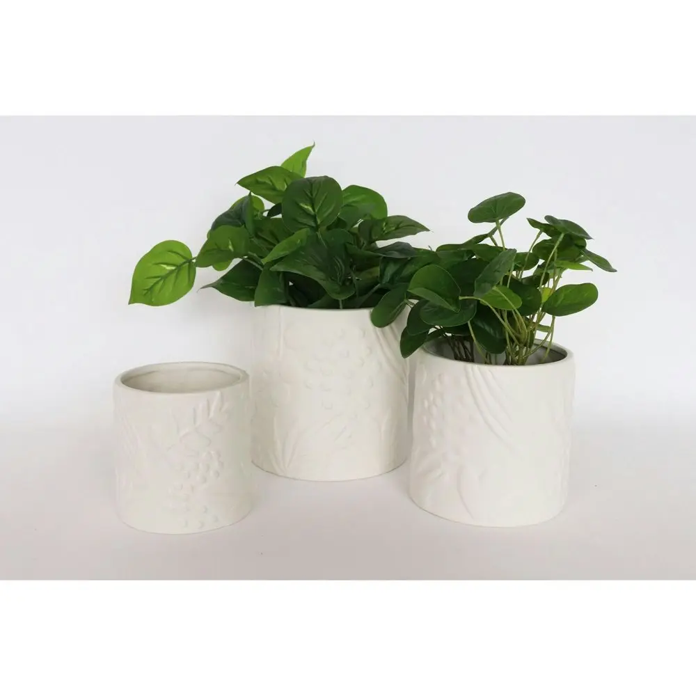 4x Urban Caprice Foliage 14cm Ceramic Planter Flower/Plant Pot Decor Medium Snow