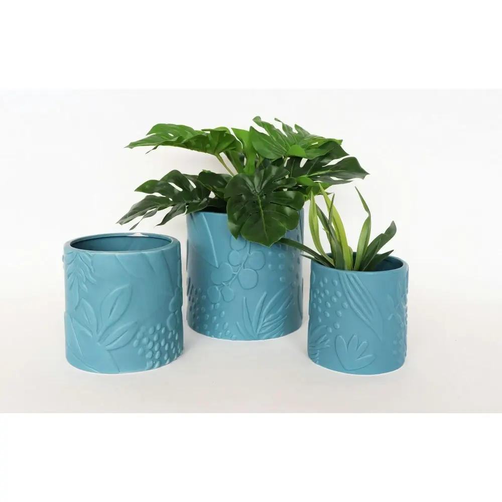 4x Urban Caprice Foliage 14cm Ceramic Planter Flower/Plant Pot Decor Medium Sky