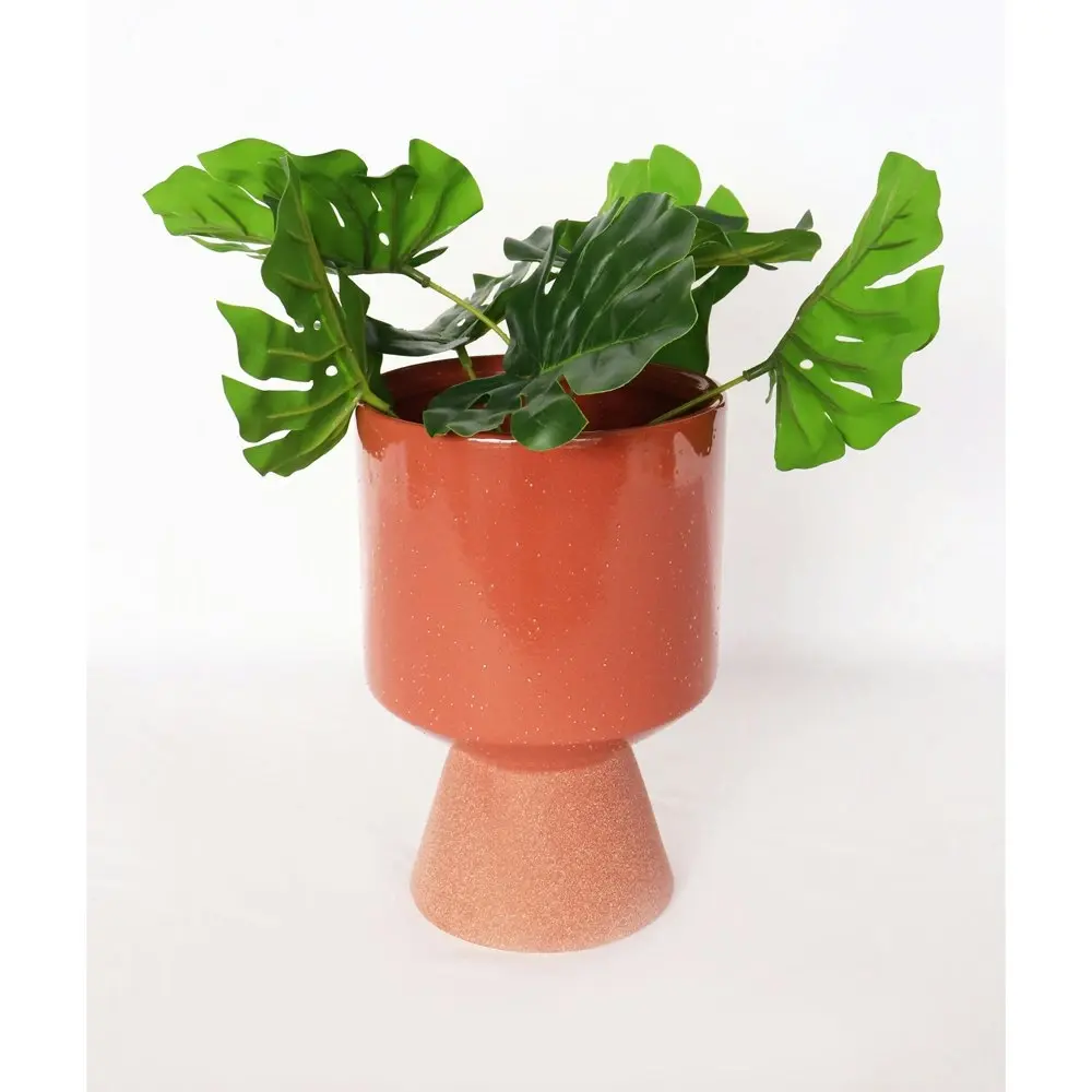 2x Urban Brynn 20cm Ceramic Tall Planter Flower/Plant Pot MediumBerry/Terracotta